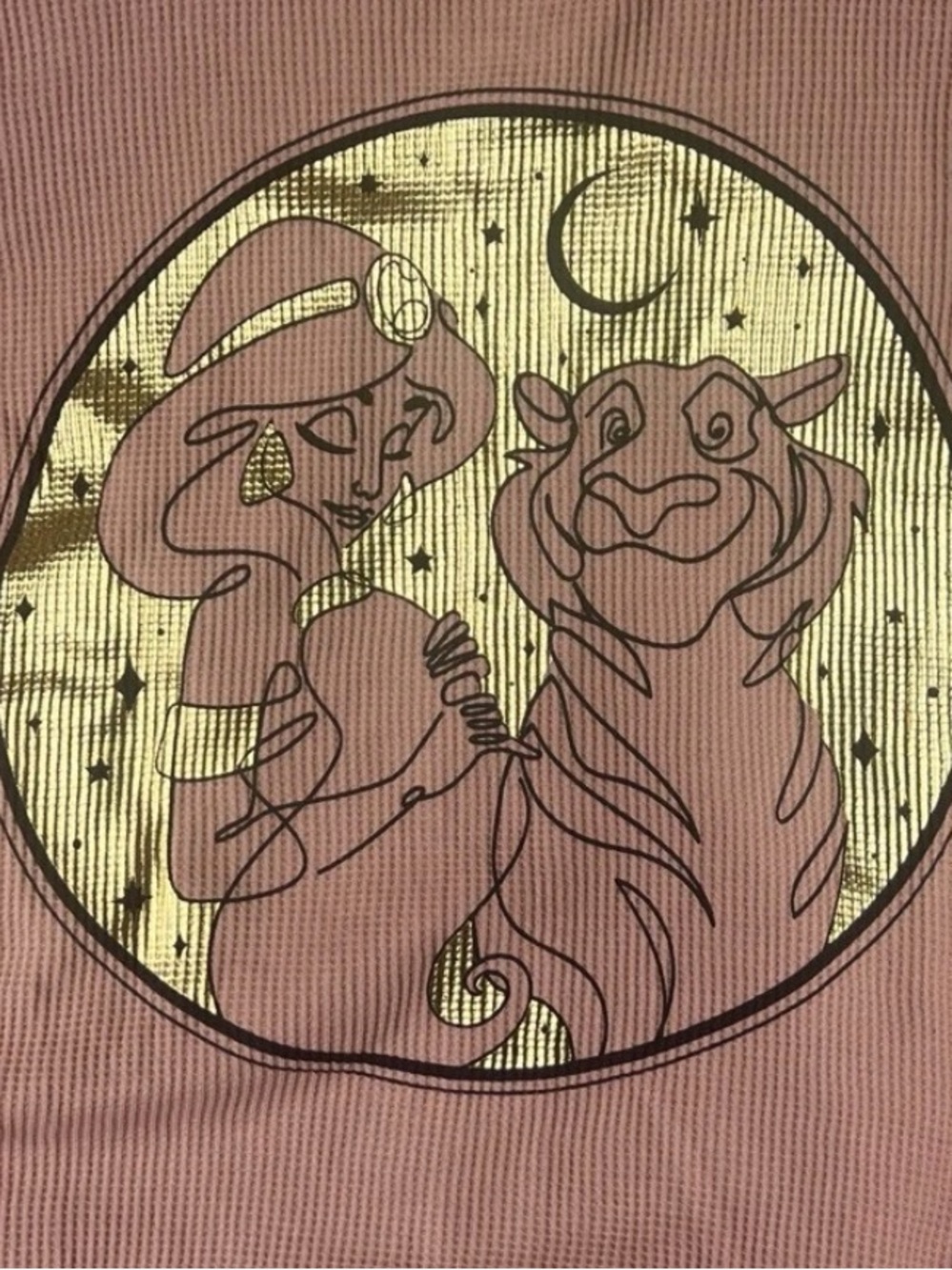 Disney Coral and Gold Waffle-Knit Zip Hoodie with Jasmine from Aladdin Patch - Picture 7 of 9
